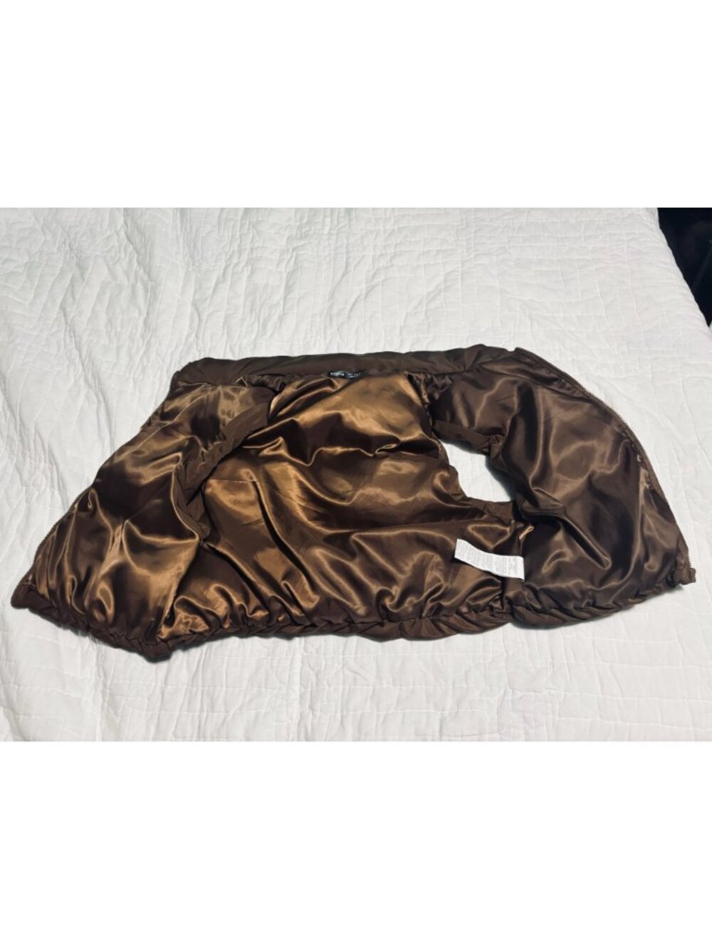 Shein Brown Puffer Vest With Zipper Closure Size M Lightweight Outerwear - Picture 3 of 4